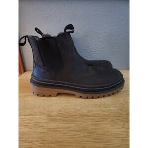 Kamik Mens Size 7 Tyson C Chelsea Chocolate Brown Leather & Flannel Lined Boots